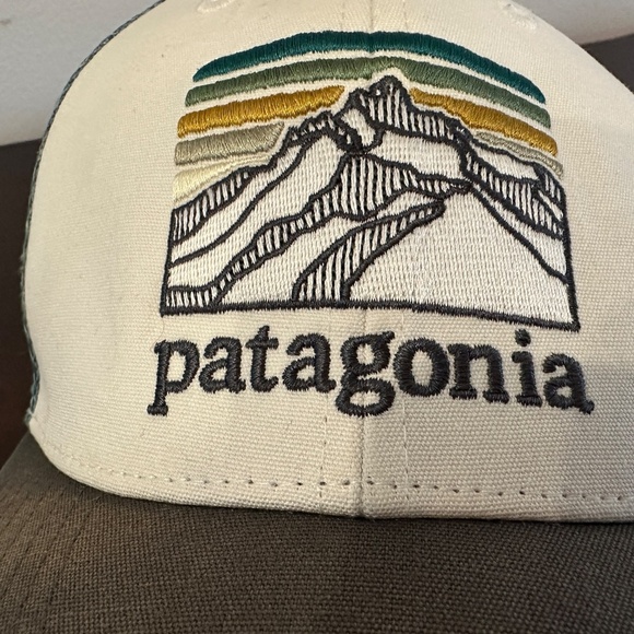 Patagonia Hat Mountain Patch Logo Blue Gray White Outdoor Trucker Cap Nature - Picture 5 of 9